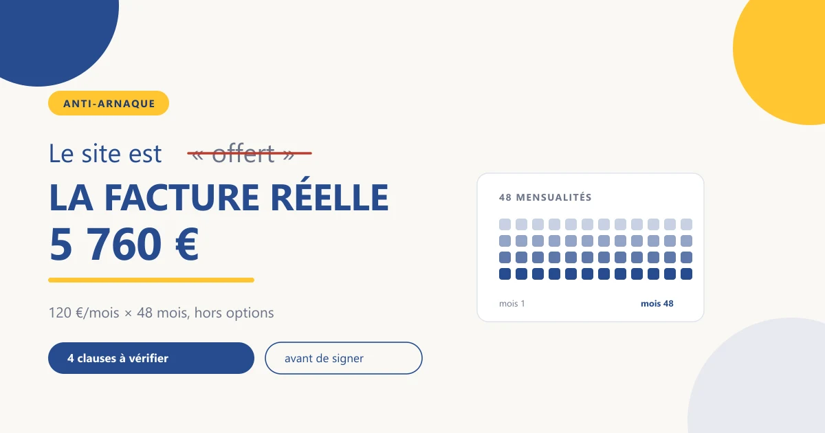 Illustration : une facture dont le total réel apparaît sous la mention « offert » barrée