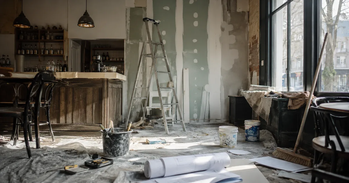 Formulaire de demande de devis d'une entreprise de rénovation sur écran, avec champs budget, pièces à rénover et calendrier